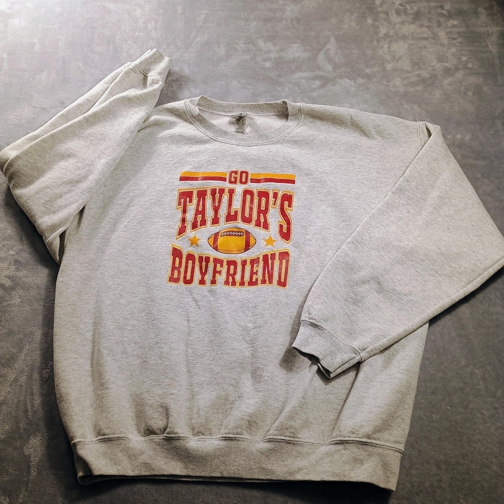 Gildan Sweatshirt Unisex XL Gray Go Taylor's Boyfriend Football Fleece XL
